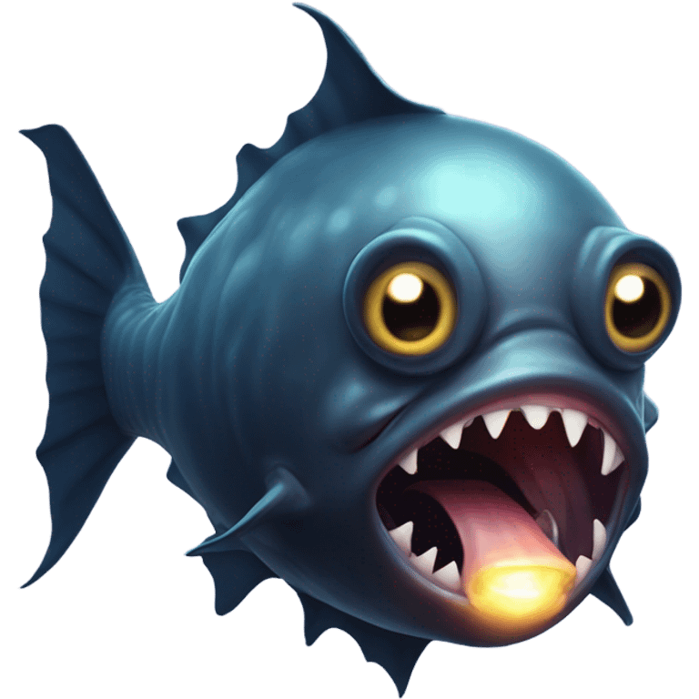 Anglerfish with glowing lure, sharp teeth, and big eyes. emoji