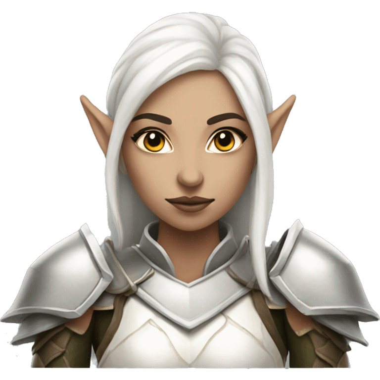 elf woman with heavy white armor fantasy emoji