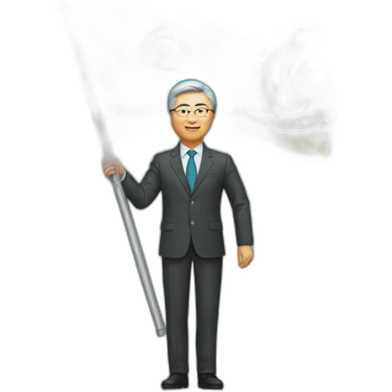 Kassym-Jomart Tokayev holds the flag of Kazakhstan emoji