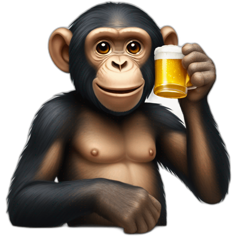 Chimpanzee drinking beer emoji