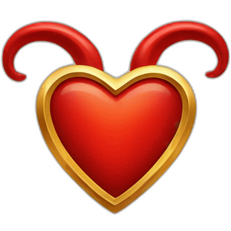 Gold heart frame with red horns emoji