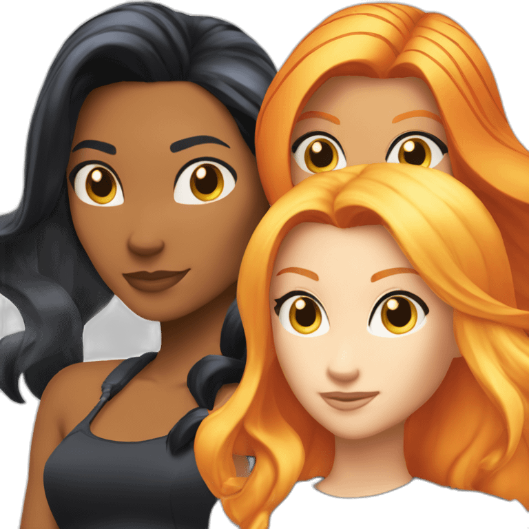 totally spies 3 girls with blond-hair black-hair orange-hair emoji