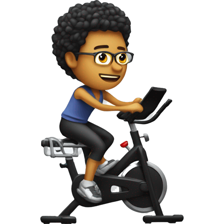 Design an emoji of a person on a stationary bike that is a superstar on a concert emoji