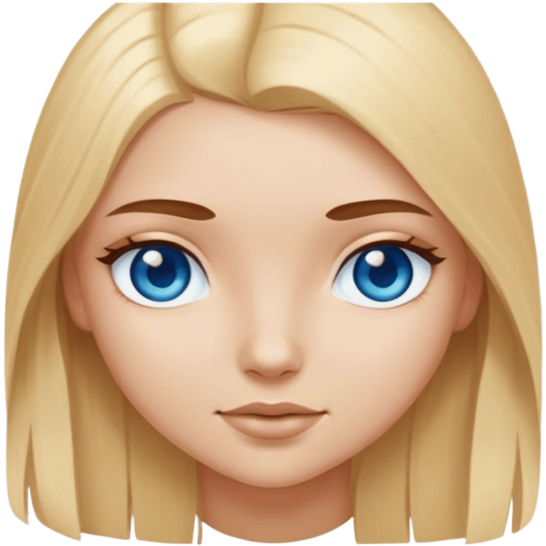 blonde girl with middle long hair and with blue eyes and brown eyed girl with brown long hair  emoji