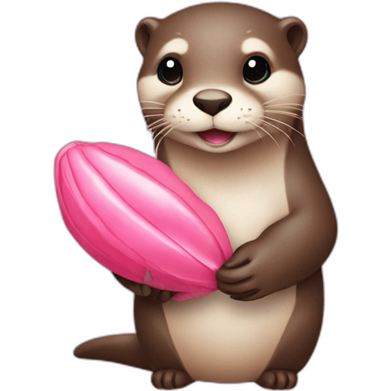 Otter holding a pink shell  emoji