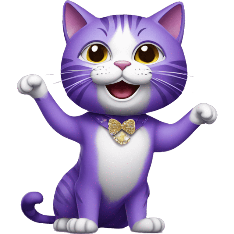 purple cat singing, cat in Elvis presley costume emoji