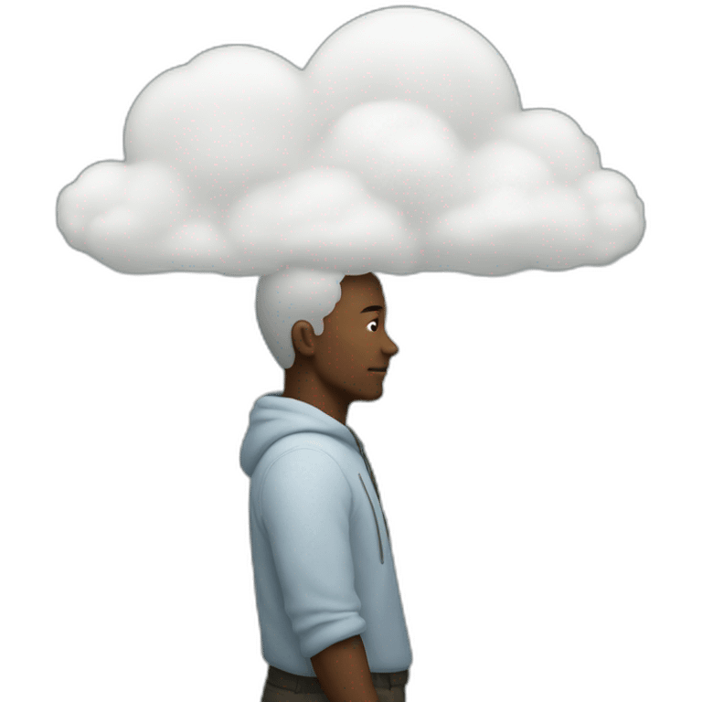 man with a cloud above that symbolizes a thought emoji