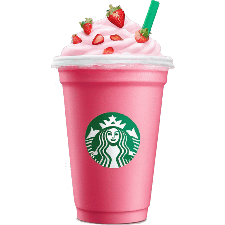 Pink drink Starbucks with strawberries in cup no whipped cream no straw emoji