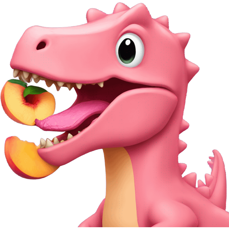 pink dino eating peach emoji