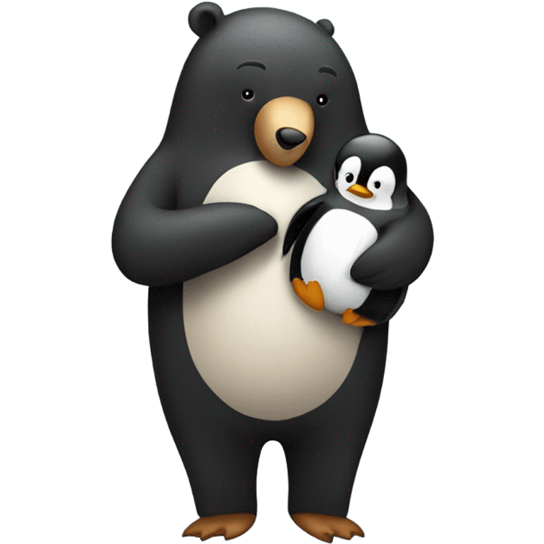 Bear hugging penguin emoji