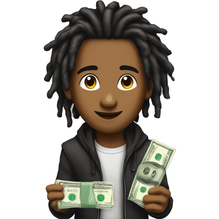 young hustler with money with dread lock hair emoji