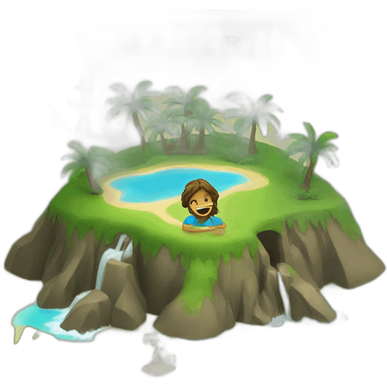 Playing on phone in an island emoji