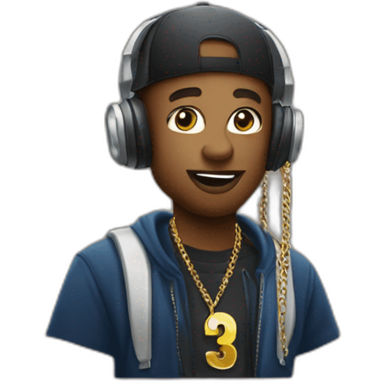 Rapper mit Kette und Mikrofon  emoji