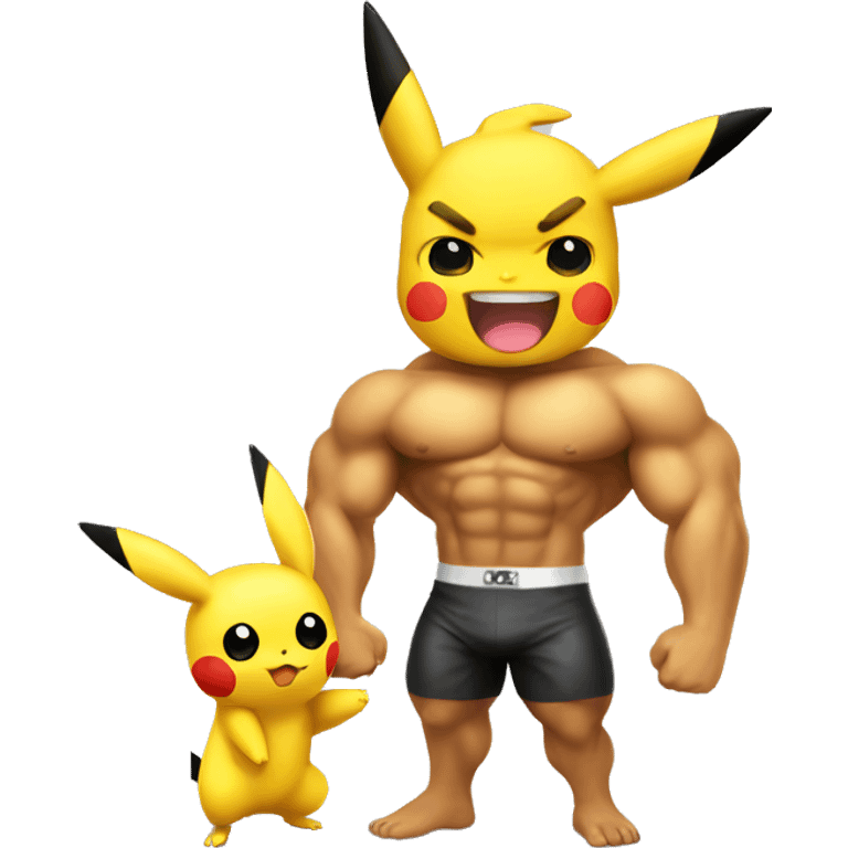 pikachu loving a white male bodybuilder  emoji