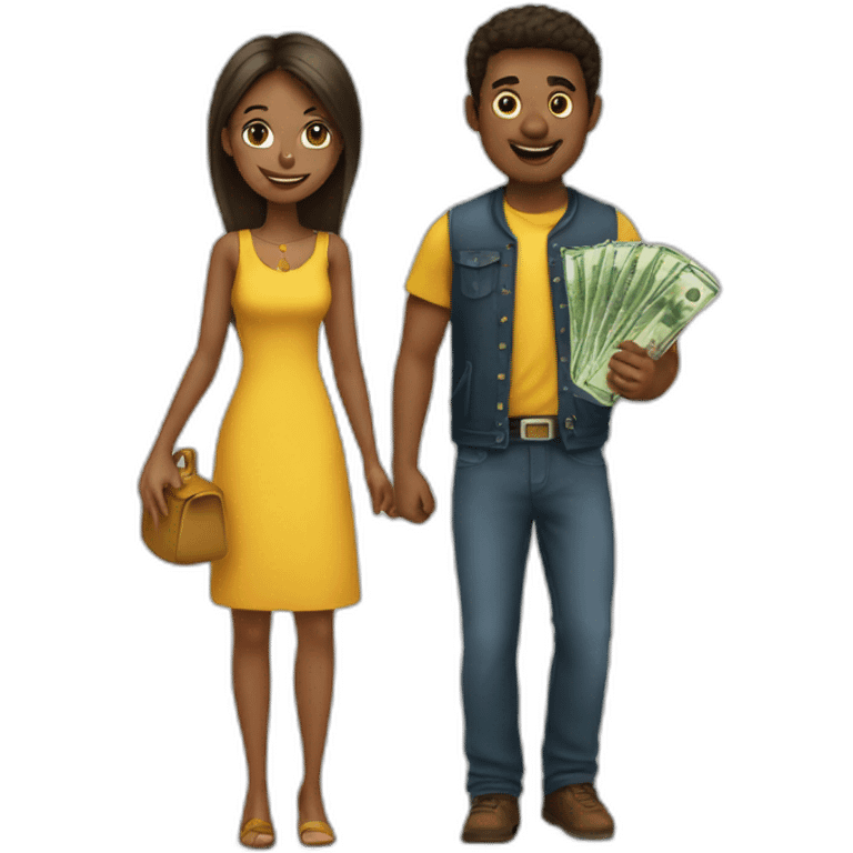 girl and guy with money emoji