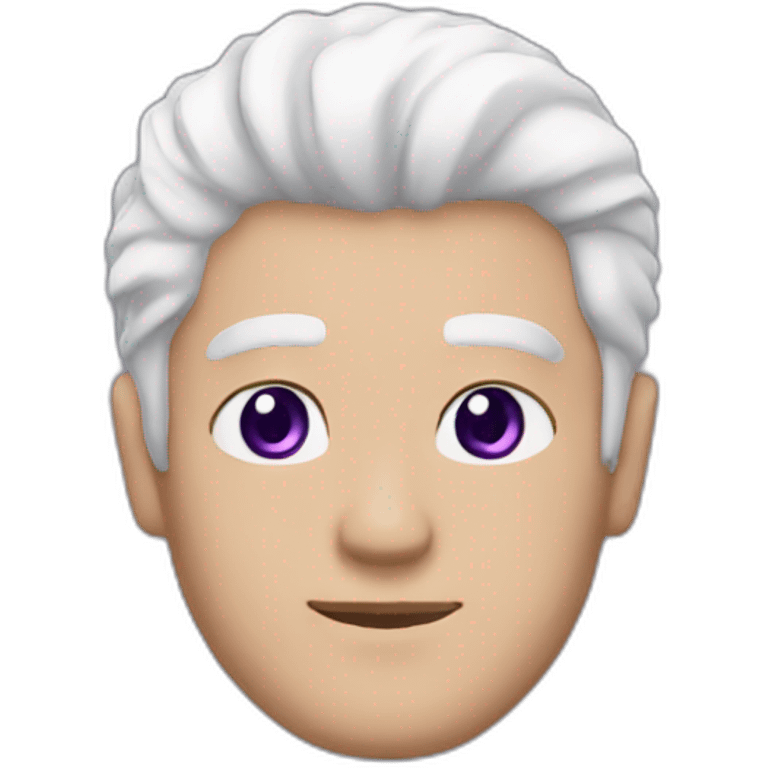 White hair's guy with black swether and purple eyes emoji