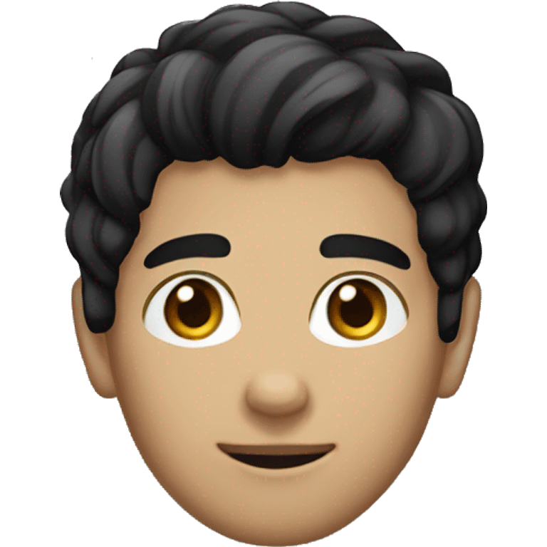 Boy with black hair and ski slope hair style emoji