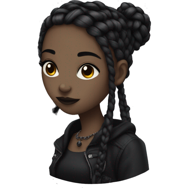 Goth girl with braids emoji