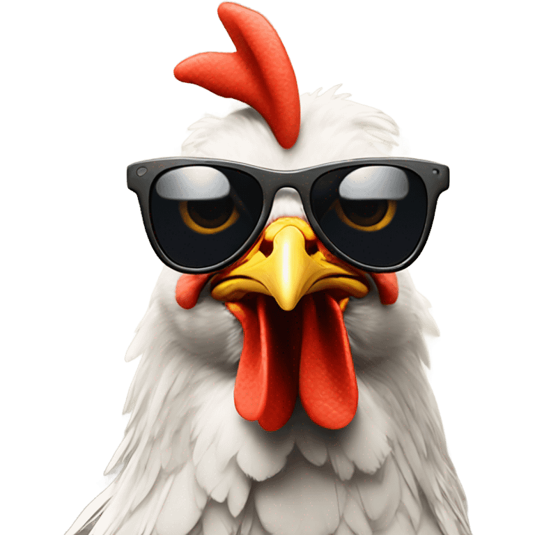 A chicken wearing sunglasses emoji