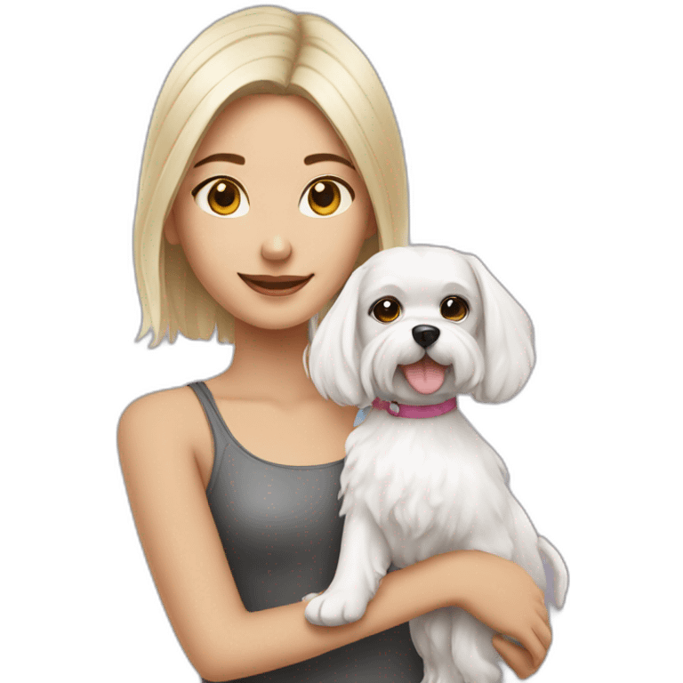 Girl with maltese dog emoji