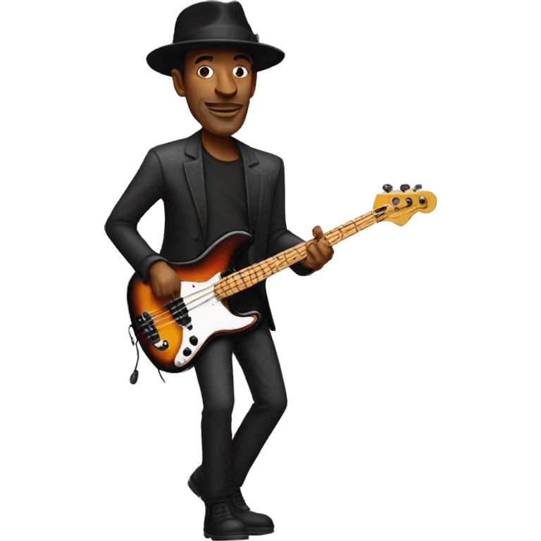 Marcus Miller bassist, playing bass guitar, with porkpie hat emoji