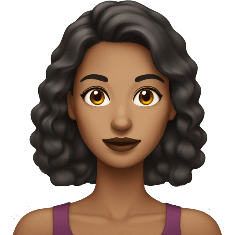 woman makeup artist with dark brown hair and tan skin  emoji