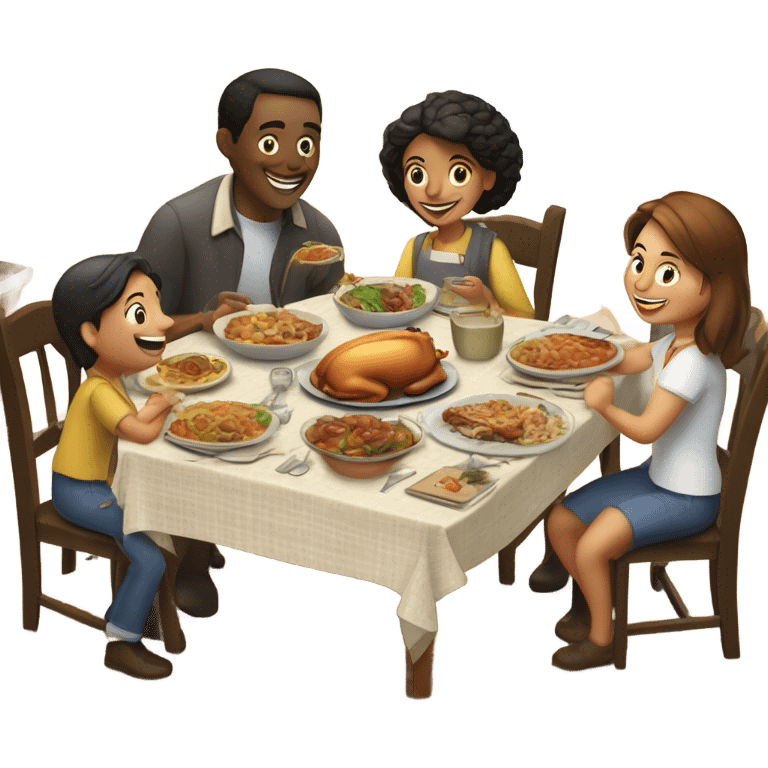 a cozy and relaxing dinner with the family emoji