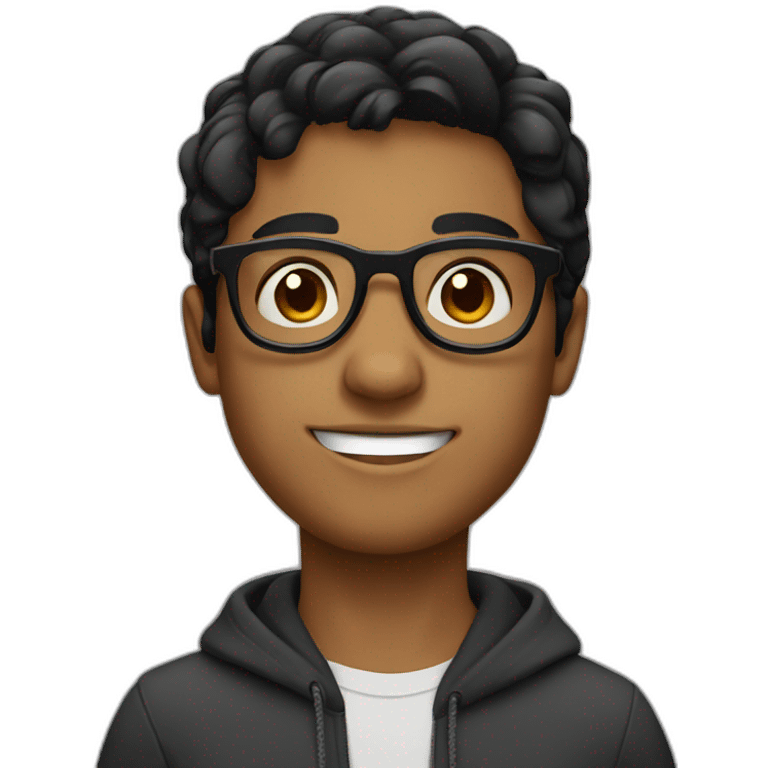 young indian guy with round glasses black eyes black hair emoji