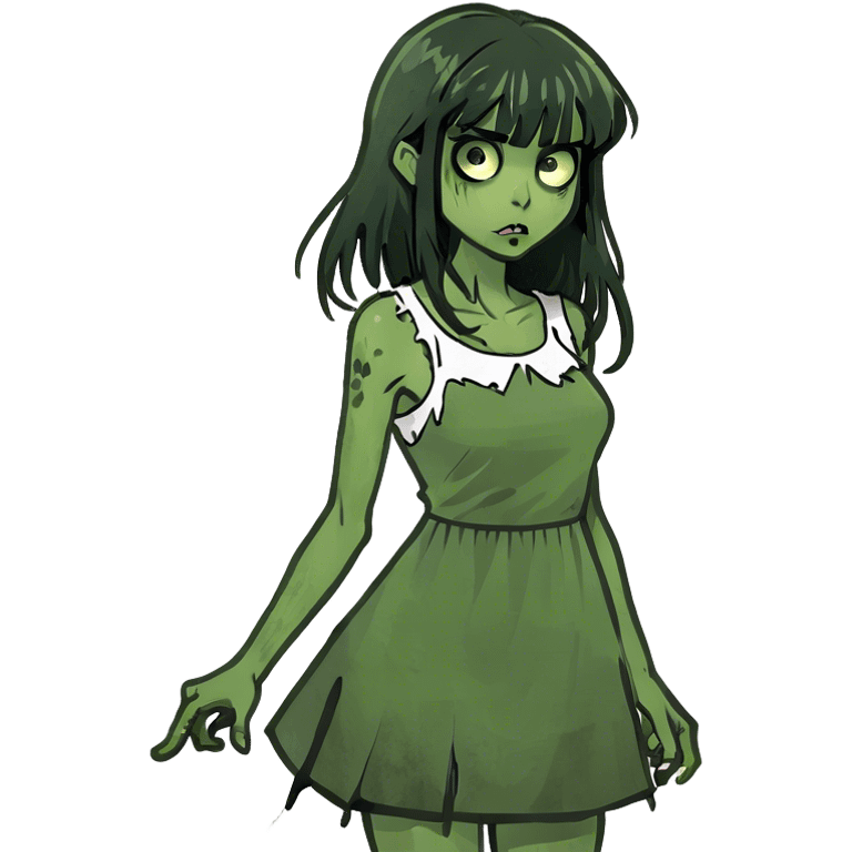 zombie girl with dark hair and bangs emoji