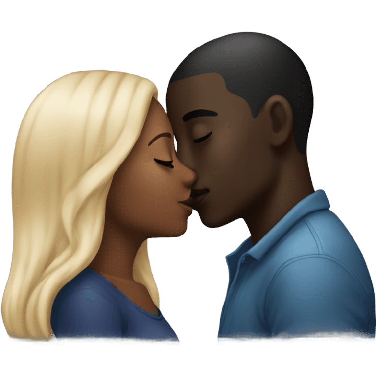 darkskin black girl kissing lightskin black guy   emoji