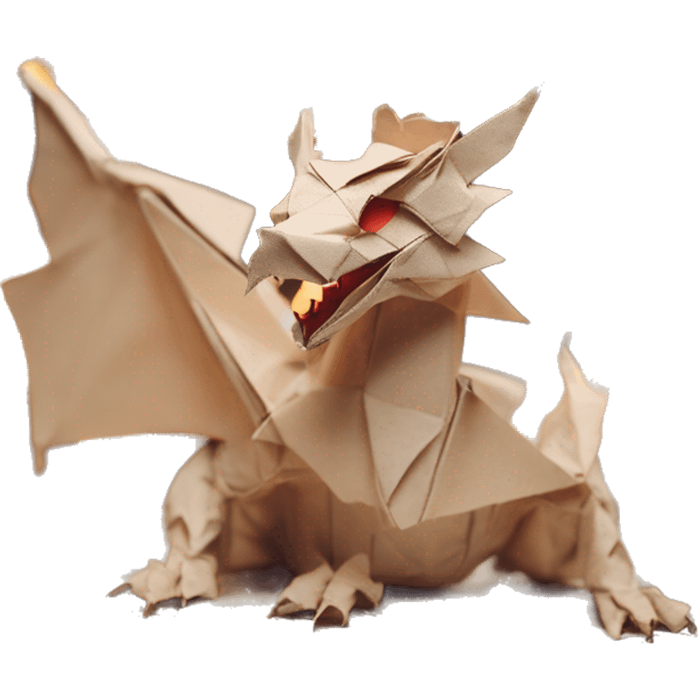 Beige Origami dragon made of newspapers on fire surrounded by fairy lights swirls covered in dried flowers bokeh library bunting floral flowers fire flames emoji