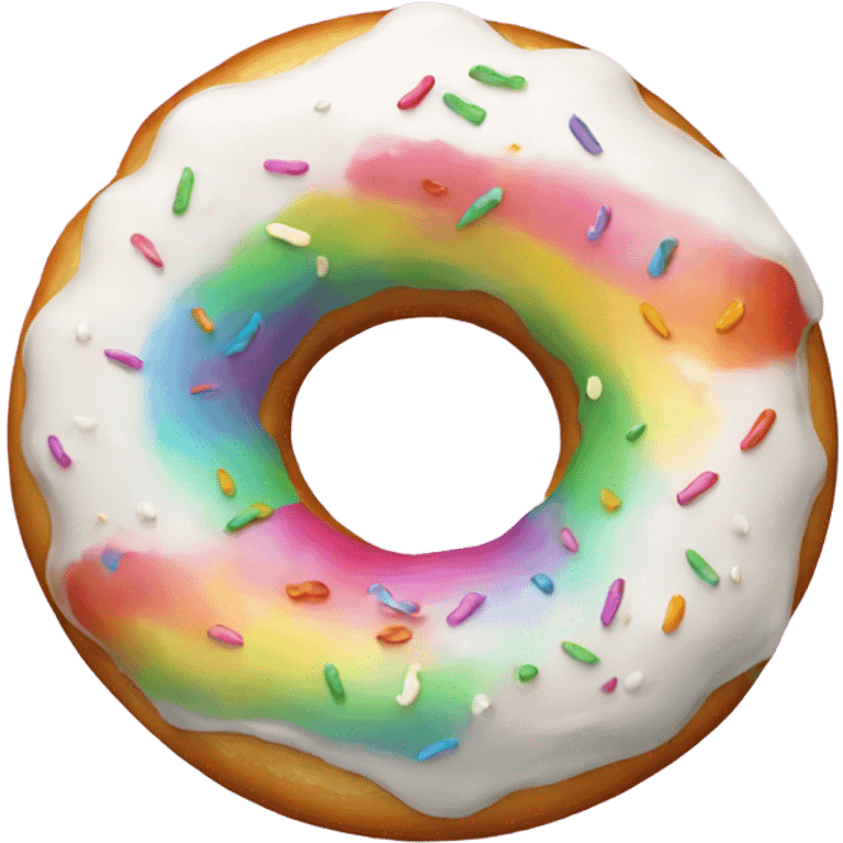 White creamy rainbow donut emoji