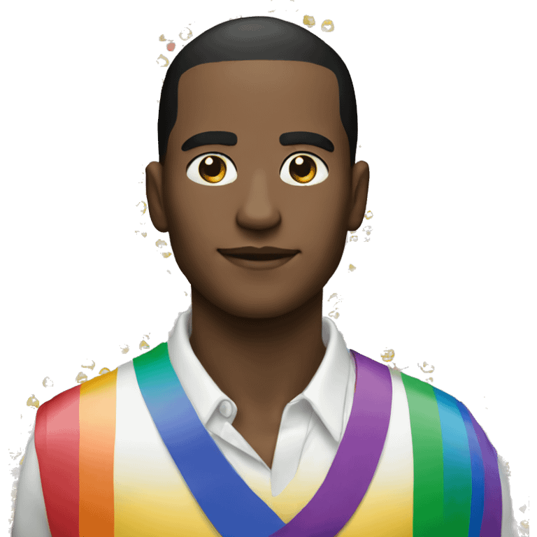 Gay man flag around neck emoji