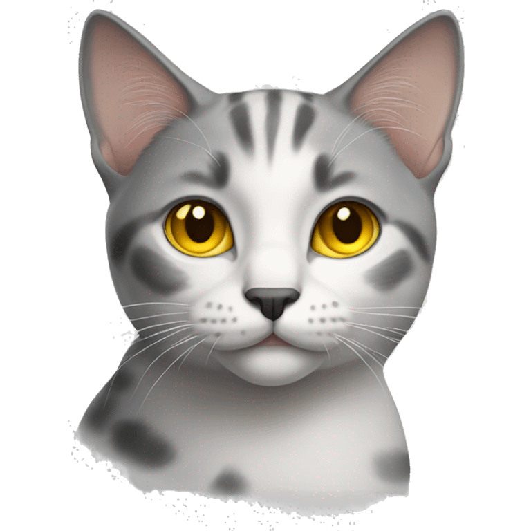 Cat white - gray , yellow eyes and grey spot on the nose emoji