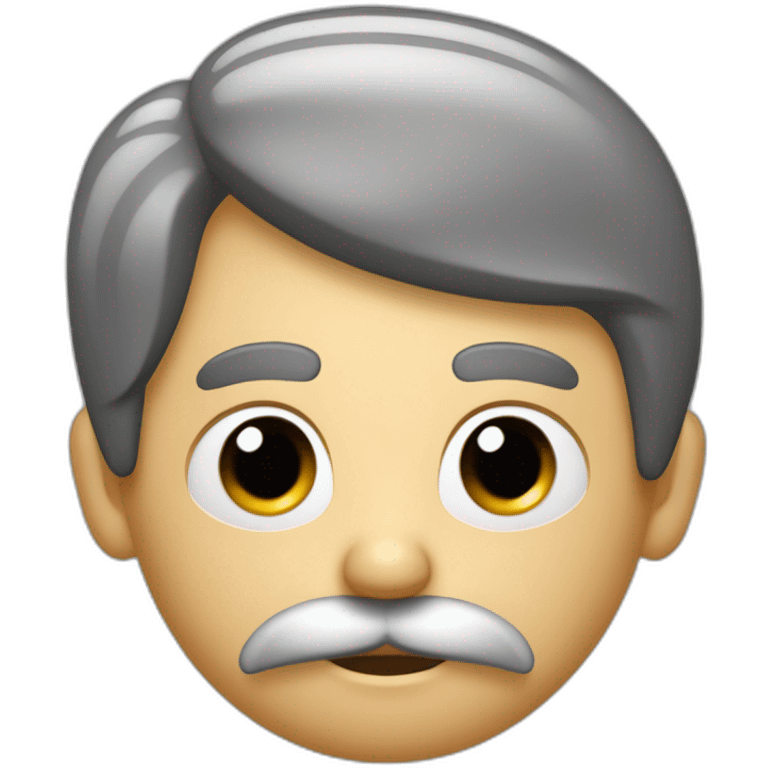 Un homme avec les cheveux noir et palqués et une petite moustache carré emoji