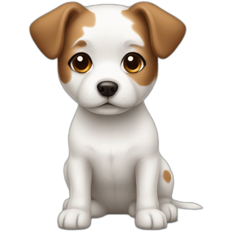 little white dog with little brown spots emoji