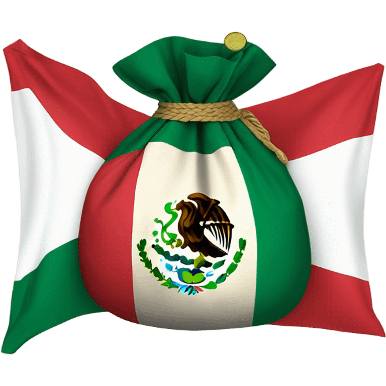 Money bag on Mexican flag  emoji