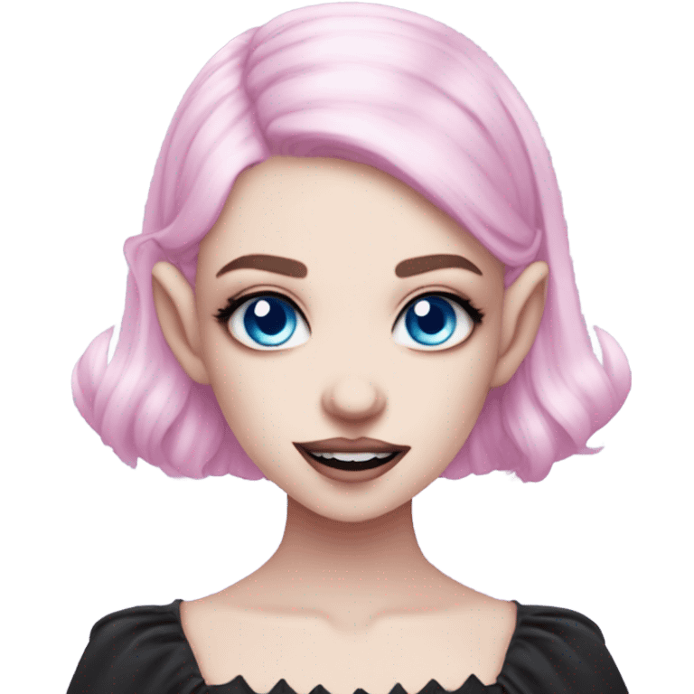 Cute pink pale vampire teeth vampire goth princess elf ears blue eyes pink hair emoji