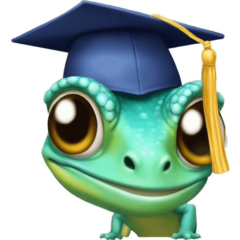 cuty chameleon with mortarboard emoji