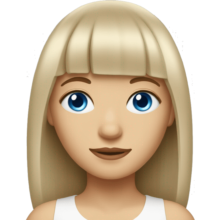 girl with light brown hair and white bangs curtain and blue eyes relaxes emoji