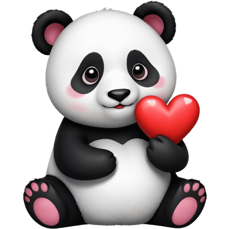 A panda holding a heart  emoji