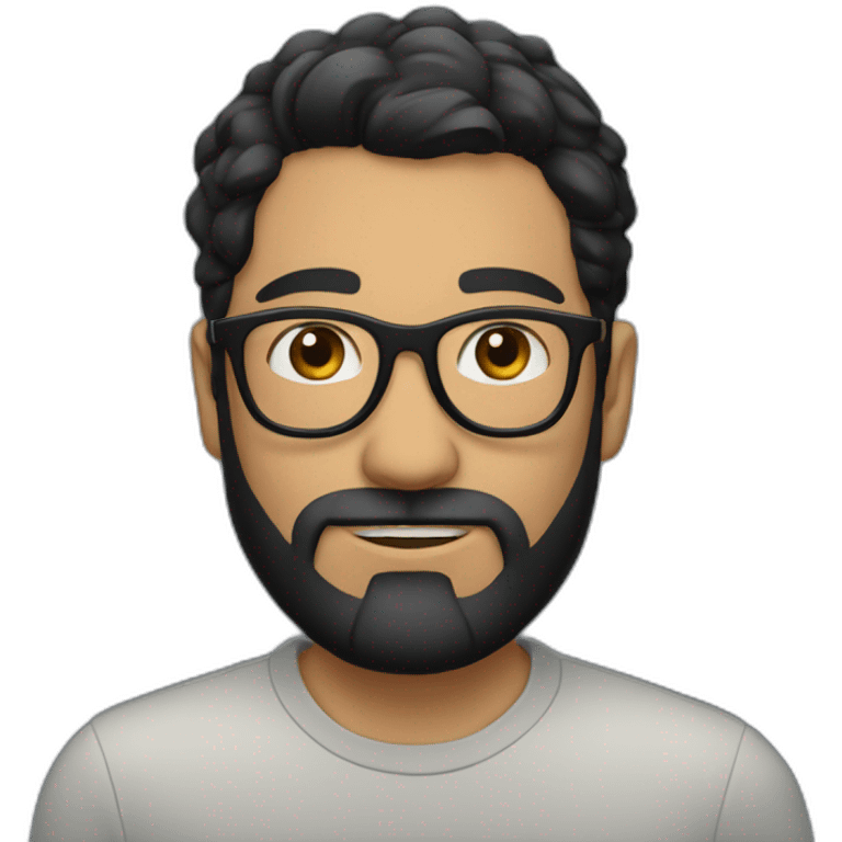 a handsome man with a black beard, black hair, and wearing spectacles emoji