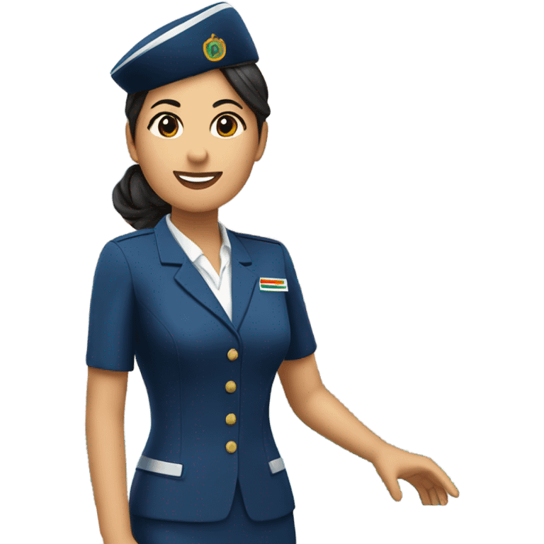 Flight attendant Asian with Italy behind her emoji