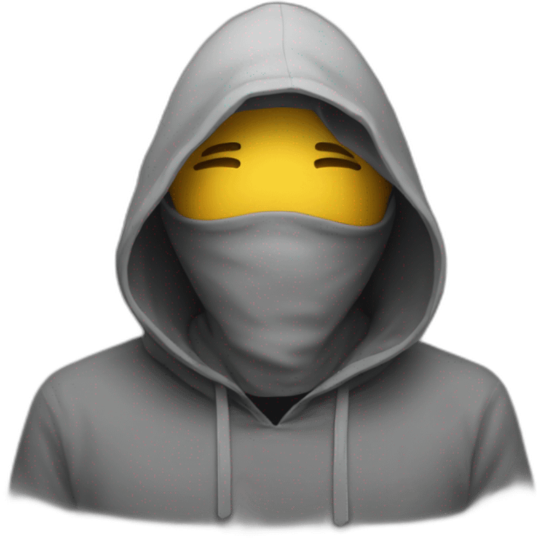 man with a hood that completely covers his head so that we can no longer see his face at all emoji