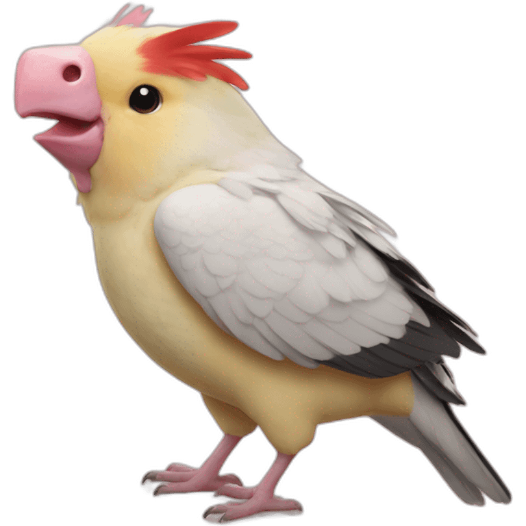 cockatiel with pig emoji