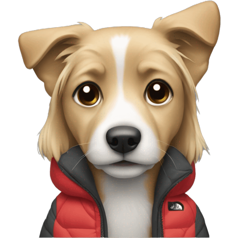 dog with north face jacket on emoji