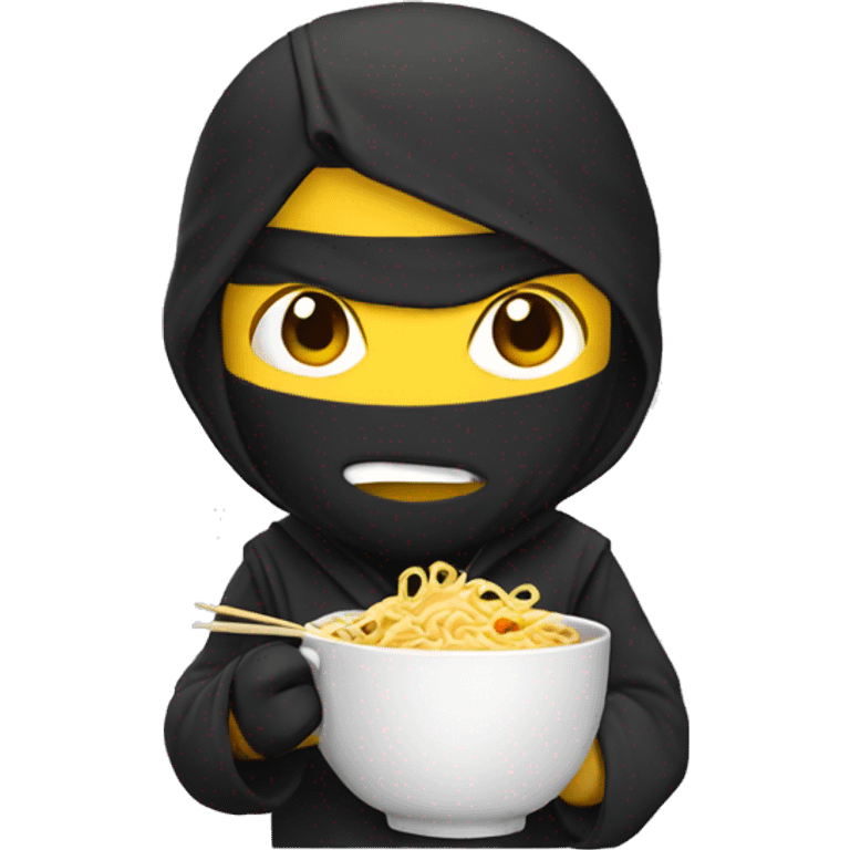 ninja with headphones eating a cup of noodles emoji