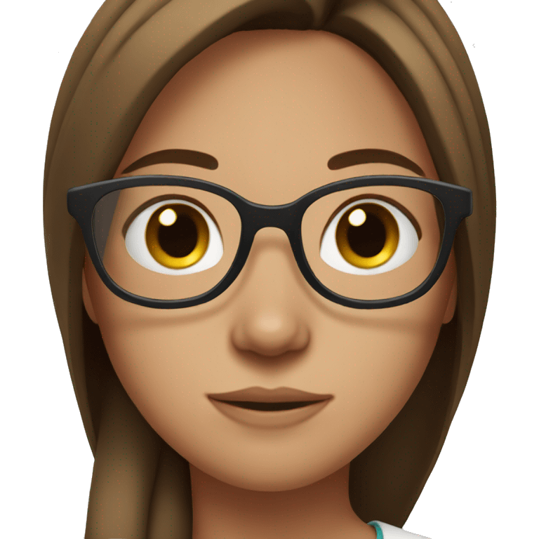 Girl with brown straight hair, freckles, and glasses emoji