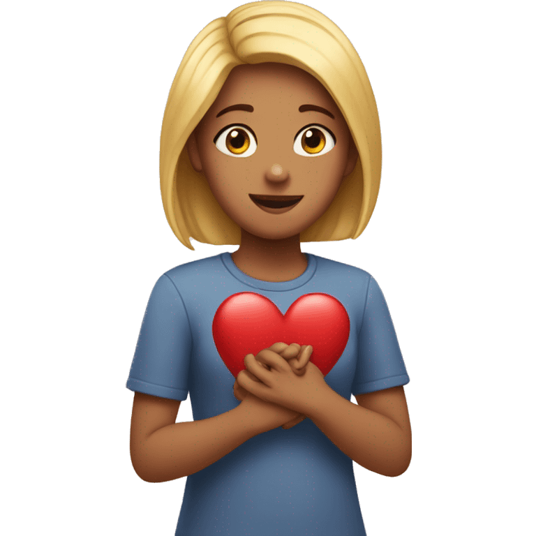 Girl doing heart with her hends emoji