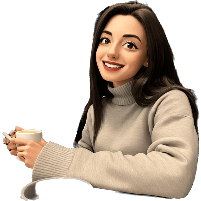 smiling girl with coffee mug emoji